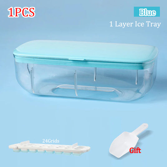 Press Type New Silicone Square Ice Mold Ice Cube Trays Lid Mold Storage Box Creative Tool Ice Cube Maker Cool Drinks Kitchen Bar