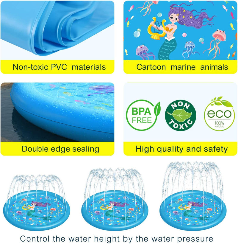 Load image into Gallery viewer, Kids Sprinklers for Outside, Splash Pad for Toddlers &amp; Baby Pool 3-In-1 60&quot; Water Toys Gifts for 1 2 3 4 5 Year Old Boys Girls Splash Play Mat
