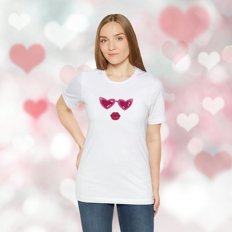 Load image into Gallery viewer, United by Love: Pink Heart Glasses Couple&#39;s Tee - Celebrate Valentine&#39;s Together
