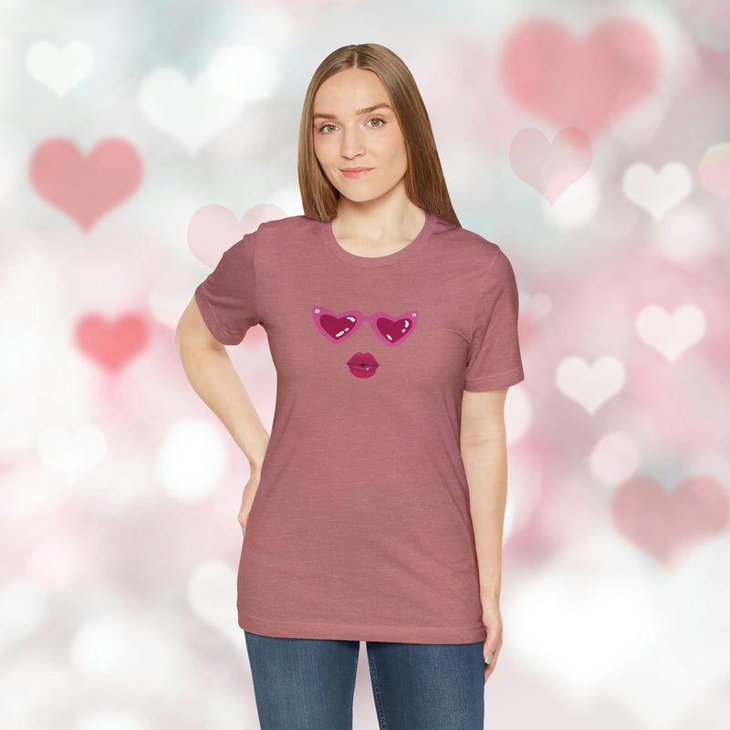 Load image into Gallery viewer, United by Love: Pink Heart Glasses Couple&#39;s Tee - Celebrate Valentine&#39;s Together
