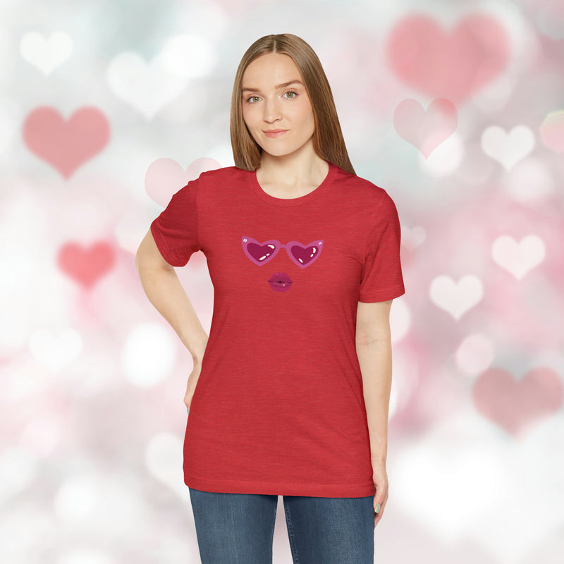 Load image into Gallery viewer, United by Love: Pink Heart Glasses Couple&#39;s Tee - Celebrate Valentine&#39;s Together
