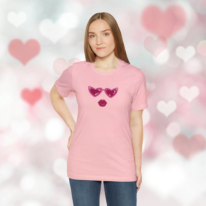 Load image into Gallery viewer, United by Love: Pink Heart Glasses Couple&#39;s Tee - Celebrate Valentine&#39;s Together
