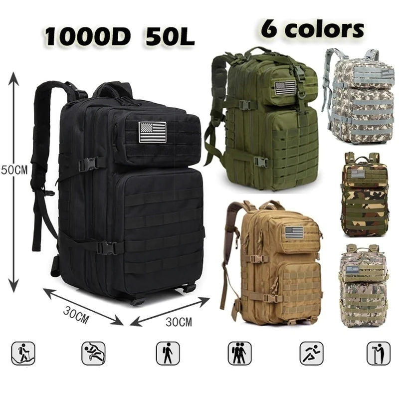 Load image into Gallery viewer, 50L 1000D Nylon Waterproof Trekking Fishing Hunting Bag Backpack Outdoor Military Rucksacks Tactical Sports Camping Hiking
