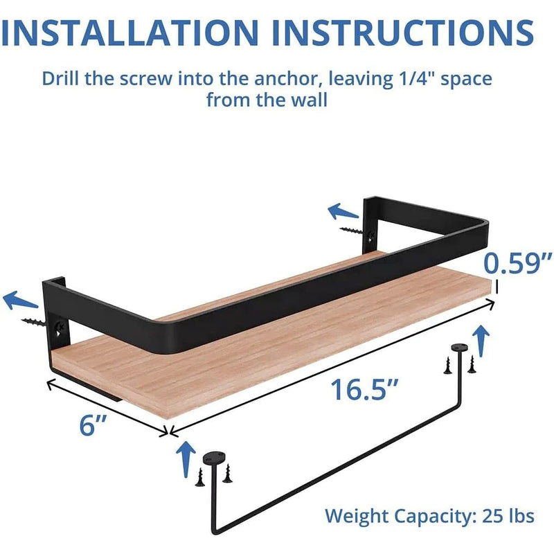 Load image into Gallery viewer, Rustic Wood Floating Shelf with Towel Rack - Perfect for Kitchen and Bathroom
