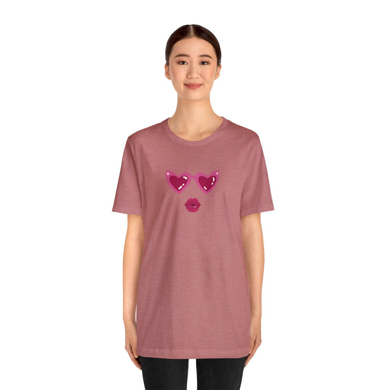 Load image into Gallery viewer, United by Love: Pink Heart Glasses Couple&#39;s Tee - Celebrate Valentine&#39;s Together
