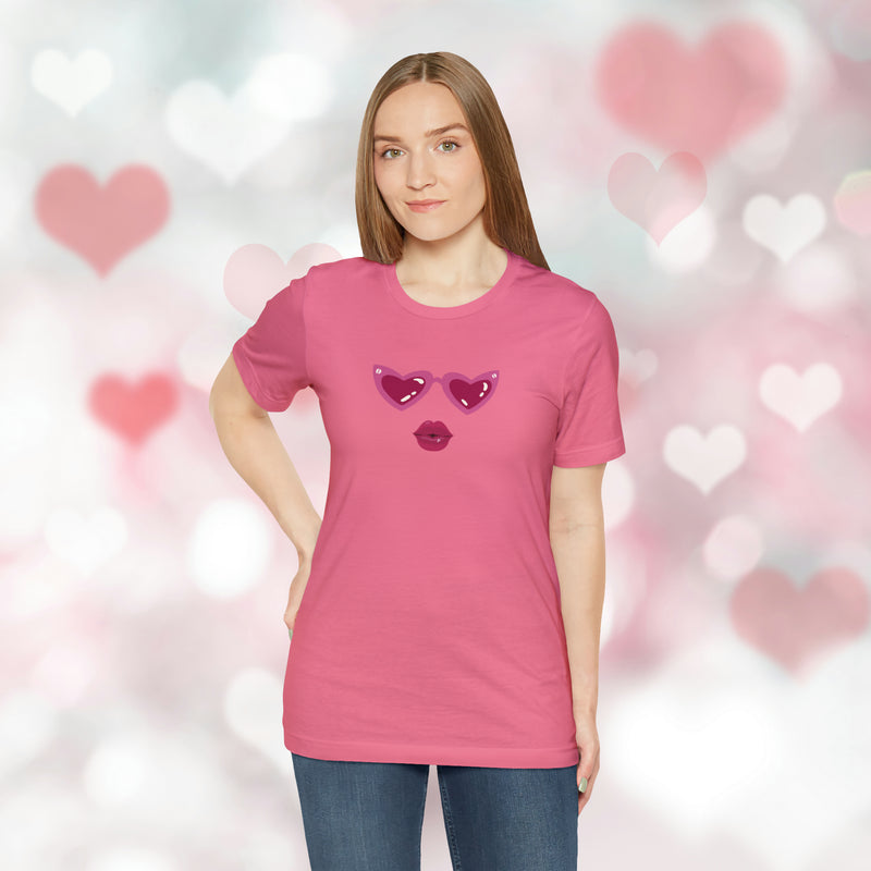 Load image into Gallery viewer, United by Love: Pink Heart Glasses Couple&#39;s Tee - Celebrate Valentine&#39;s Together
