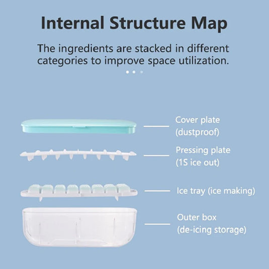 Press Type New Silicone Square Ice Mold Ice Cube Trays Lid Mold Storage Box Creative Tool Ice Cube Maker Cool Drinks Kitchen Bar