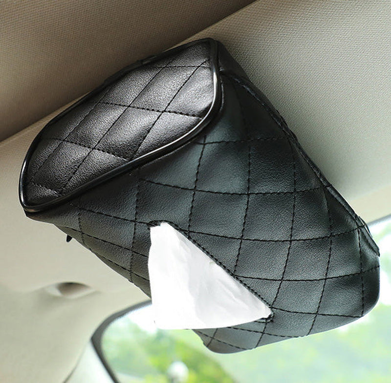 Load image into Gallery viewer, SHABELLA Plaid Pattern Microfiber Leather Car Hanging Tissue Holder
