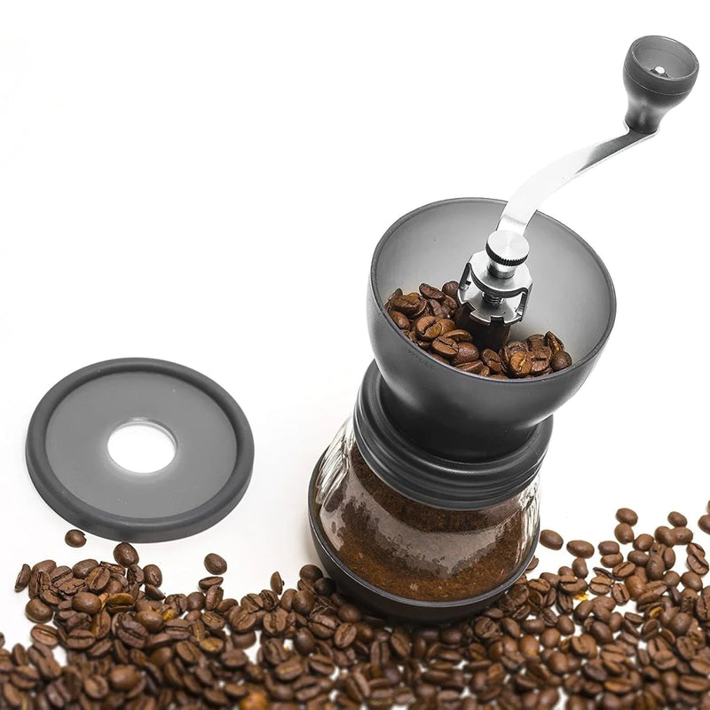 Load image into Gallery viewer, Manual Coffee Bean Grinder - Supreme Ceramic Mill, Stainless Steel Handle, Adjustable Grinding, and Detachable Glass Container with Airtight Cover
