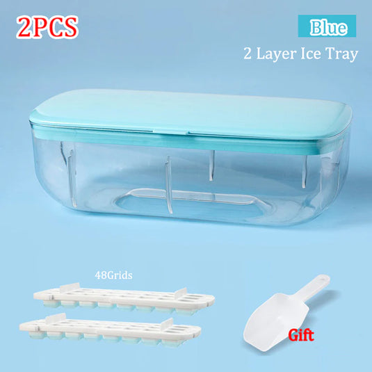 Press Type New Silicone Square Ice Mold Ice Cube Trays Lid Mold Storage Box Creative Tool Ice Cube Maker Cool Drinks Kitchen Bar