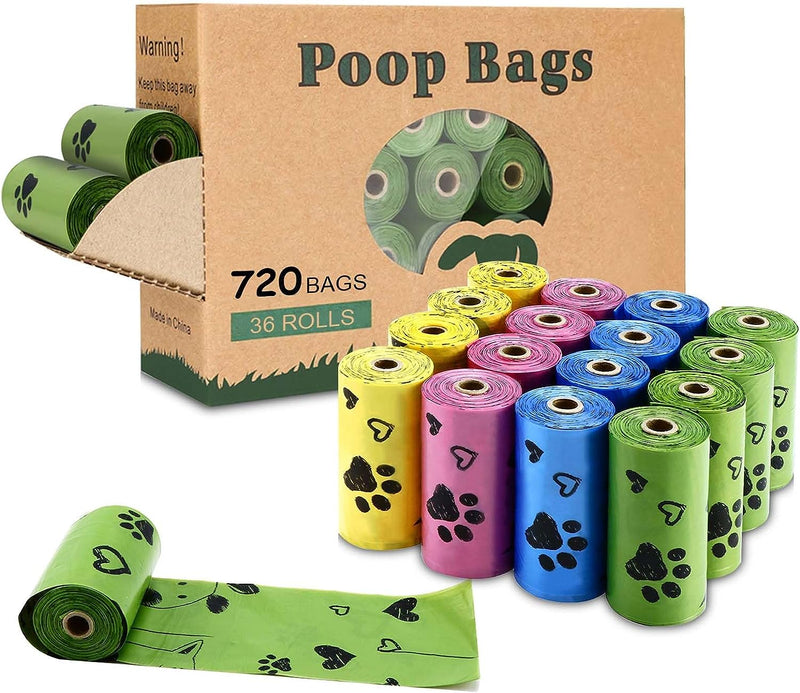 Load image into Gallery viewer, Biodegradable Dog Poop Bags: 720 Bags Extra Thick Strong Leak Proof Dog Waste Bags for Dogs with 1 Dispenser (4 Mixed Colors Green Blue Yellow Pink) -Scented
