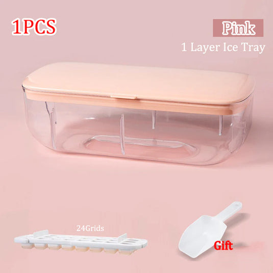 Press Type New Silicone Square Ice Mold Ice Cube Trays Lid Mold Storage Box Creative Tool Ice Cube Maker Cool Drinks Kitchen Bar