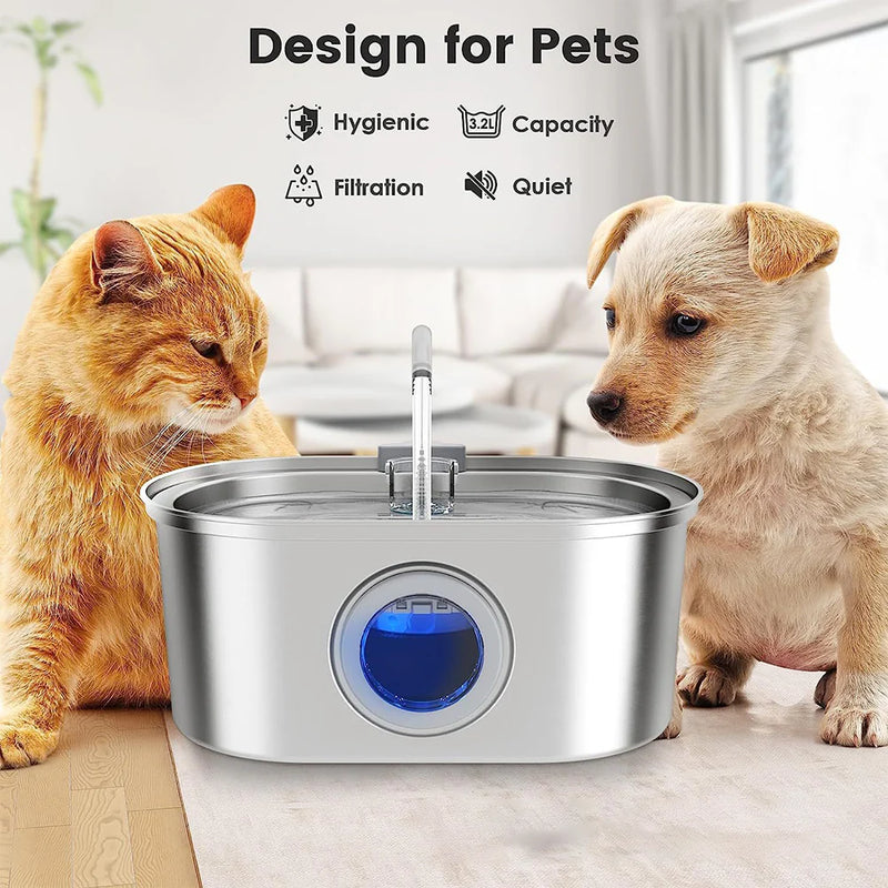 Load image into Gallery viewer, Ultra-Quiet Stainless Steel Cat Water Fountain for Cats &amp; Dogs
