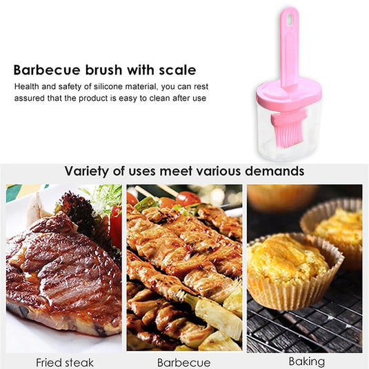 Kitchen High Temperature Resistant Silicone Oil Bottle Brush Integrated with Lid and Bottle Barbecue Baking Brush Oil Brush