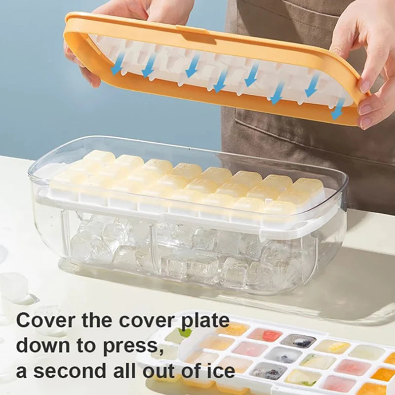 Load image into Gallery viewer, Press Type New Silicone Square Ice Mold Ice Cube Trays Lid Mold Storage Box Creative Tool Ice Cube Maker Cool Drinks Kitchen Bar
