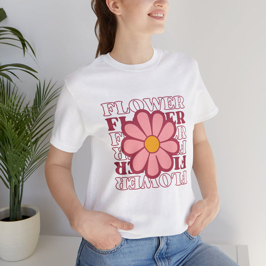 Blossoming Affection: Pink Playful Flower T-Shirt