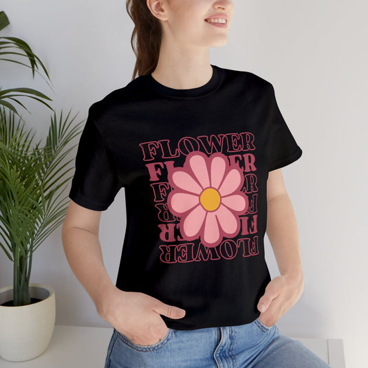Blossoming Affection: Pink Playful Flower T-Shirt