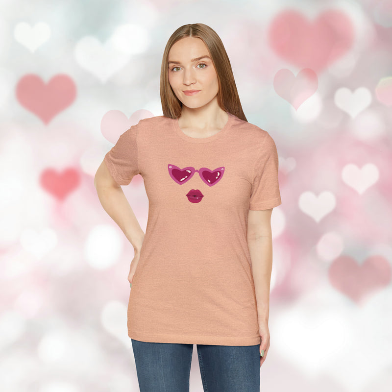 Load image into Gallery viewer, United by Love: Pink Heart Glasses Couple&#39;s Tee - Celebrate Valentine&#39;s Together
