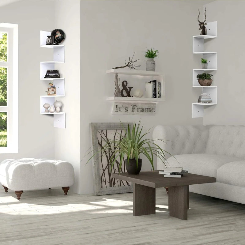 Load image into Gallery viewer, Floating Corner Shelf - Wood Wall Mounted Display Storage for Home Decor
