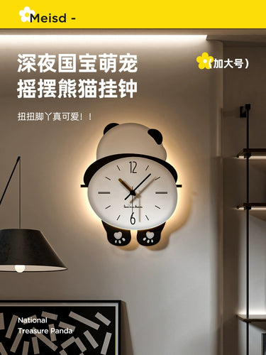 Meishida Panda Clock Wall Clock Living Room 2024 New Arrival Minimalist Elegant Internet Celebrity Home Hanging Wall Creative Clock Light