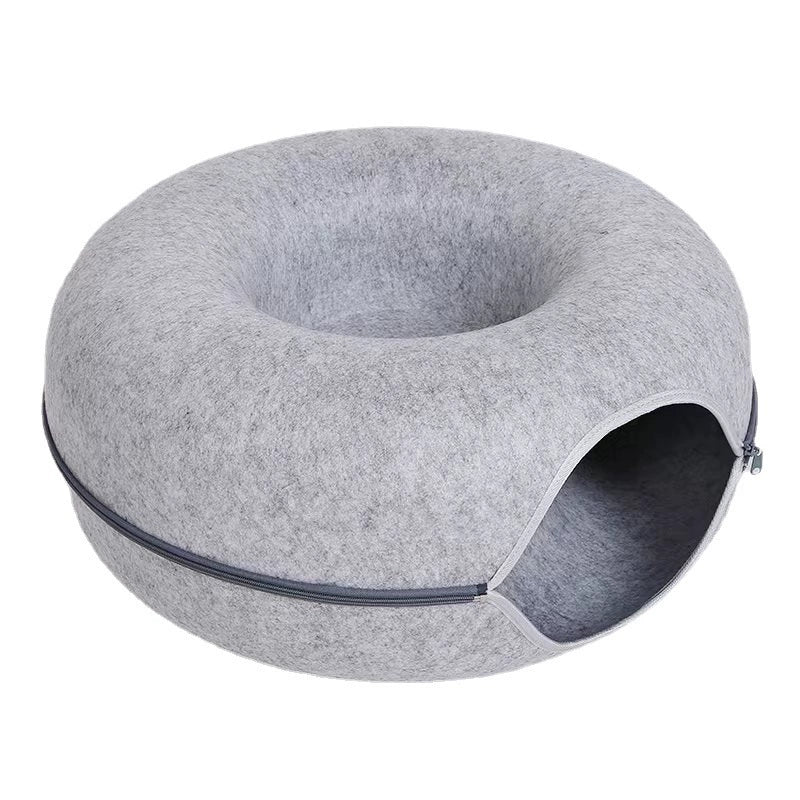 Load image into Gallery viewer, Internet Celebrity Donut Cat Nest All Year Round Neutral Winter Warm Tire Felt Cat Bed Tunnel Semi-Closed Cat Supplies
