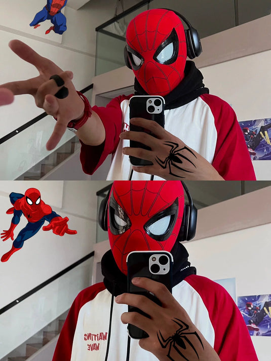 Children's Day Gift Spider-Man Headgear Movable Eyes Electric Mask Mask Hat Toy Boy Helmet