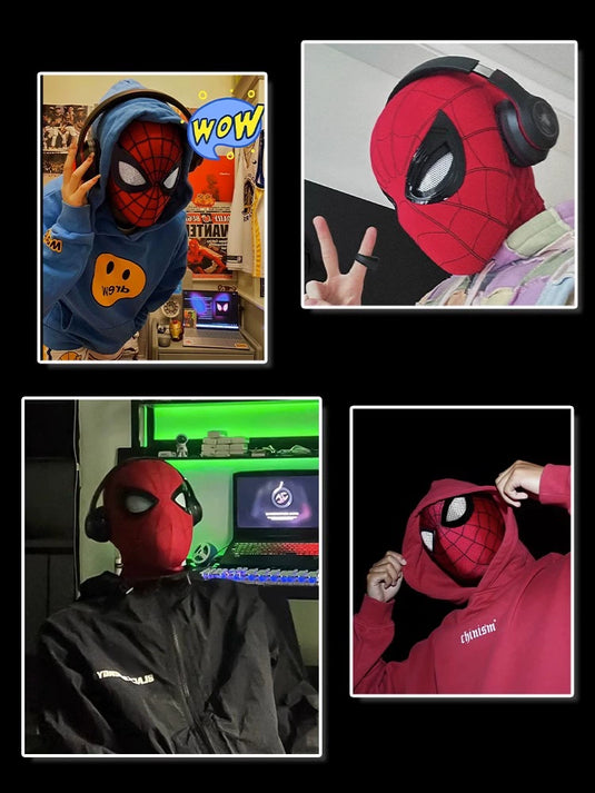 Children's Day Gift Spider-Man Headgear Movable Eyes Electric Mask Mask Hat Toy Boy Helmet