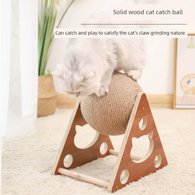 Load image into Gallery viewer, Cat Scratch Board Wooden Cat Grasping Ball Cat Grinding Claw Hand Wrapped Sisal Hemp Rope Cat Climbing Frame Scratching Pole Scratch-Resistant Cat Toy
