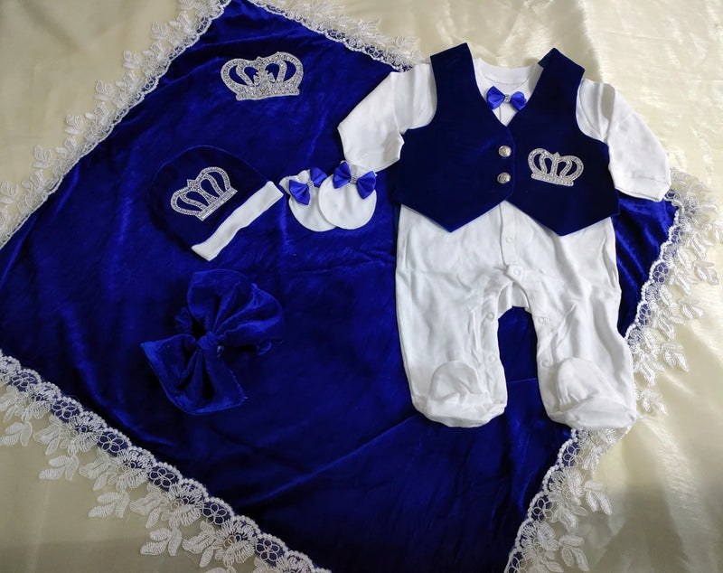 Load image into Gallery viewer, Velvet Newborn Baby Boy Outfits Blazer Vest Kids Clothing Cotton Infant Products Body Suit Shirt Pants Mittens Receiving Blanket
