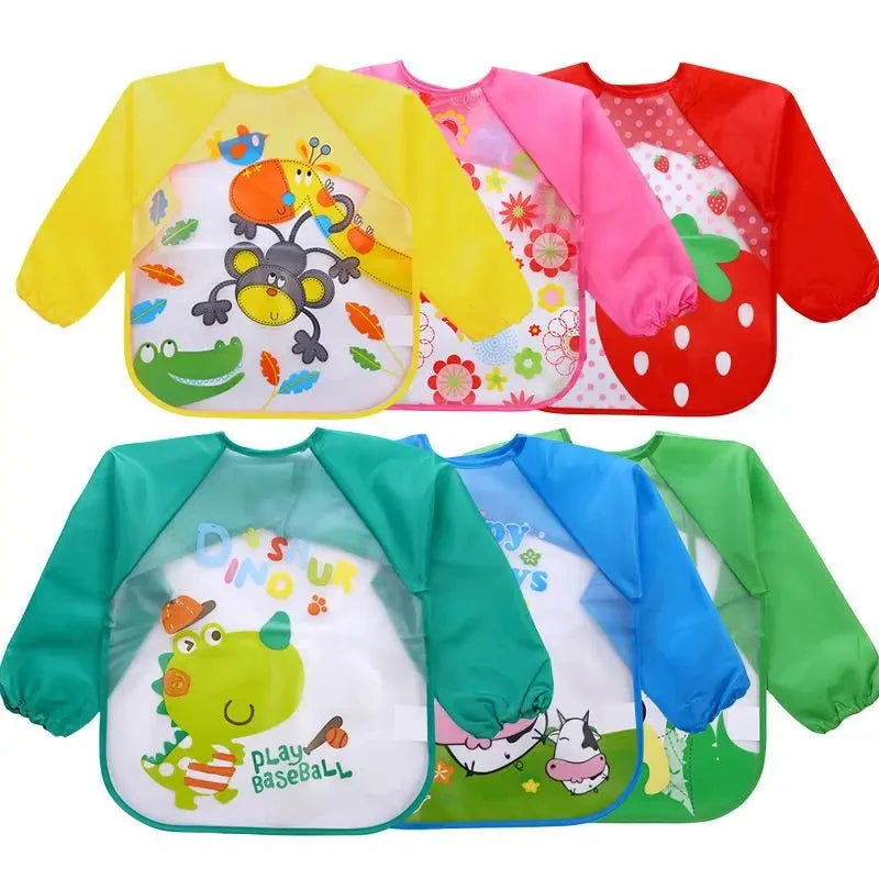 Load image into Gallery viewer, Waterproof Eating Smock Infant Toddler Baby Cartoon Long Sleeve Art Apron Feeding Bib for Boys Girls Soft Baby Bibs Burp Clothes
