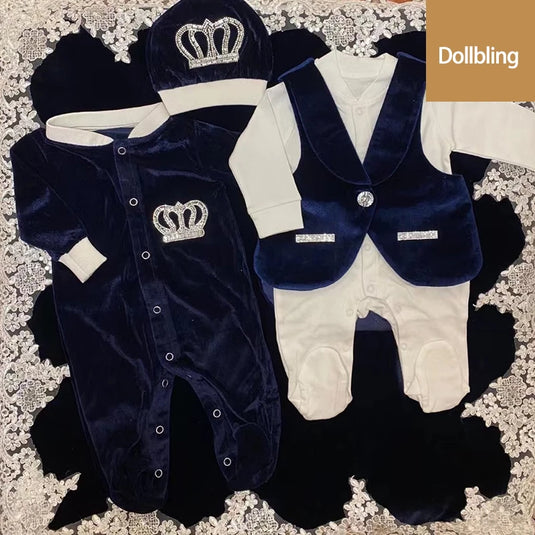 Velvet Newborn Baby Boy Outfits Blazer Vest Kids Clothing Cotton Infant Products Body Suit Shirt Pants Mittens Receiving Blanket