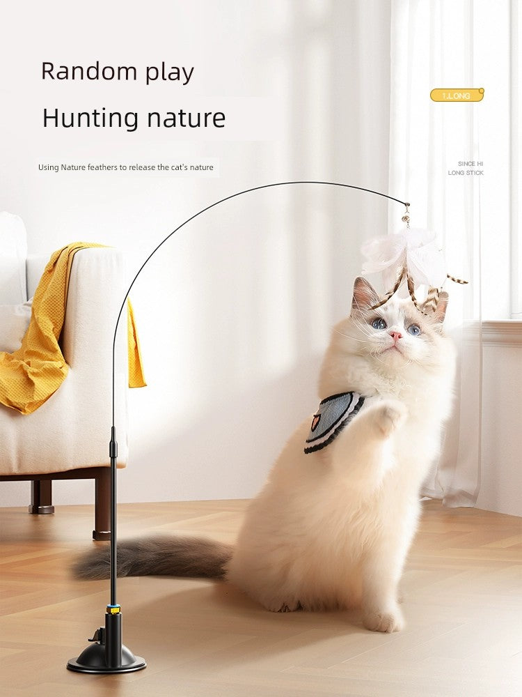 Load image into Gallery viewer, Cat Toy Cat Teaser Self-Hi Relieving Stuffy Handy Gadget with Suction Cup Long Brush Holder Pet Kitty Kittens
