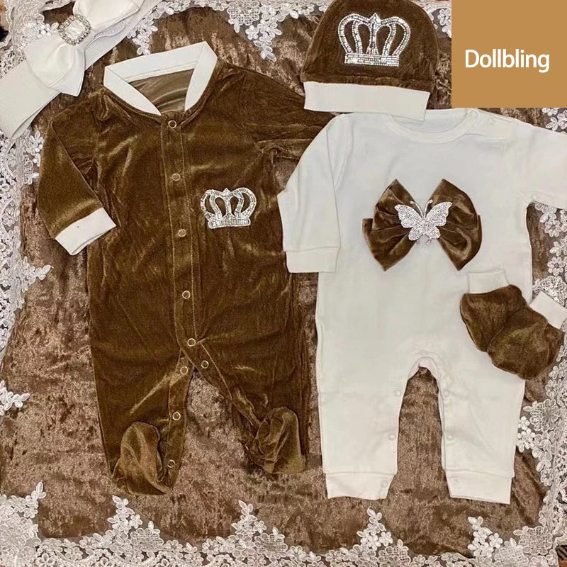 Load image into Gallery viewer, Velvet Newborn Baby Boy Outfits Blazer Vest Kids Clothing Cotton Infant Products Body Suit Shirt Pants Mittens Receiving Blanket
