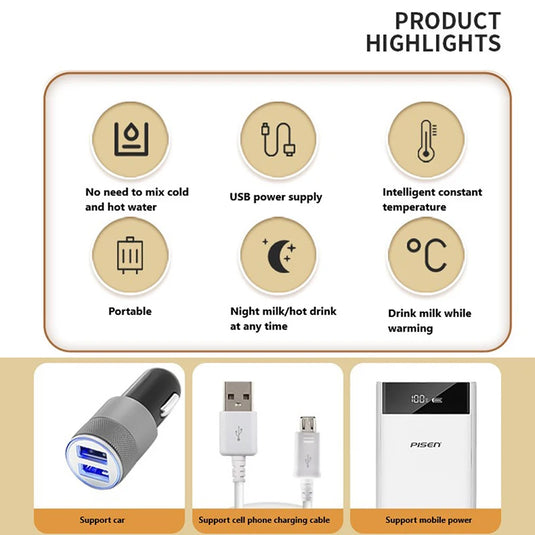 USB Milk Water Warmer, Travel Stroller Insulated Bag, Nursing Bottle Heater, Portable Bottle Feeding Warmer