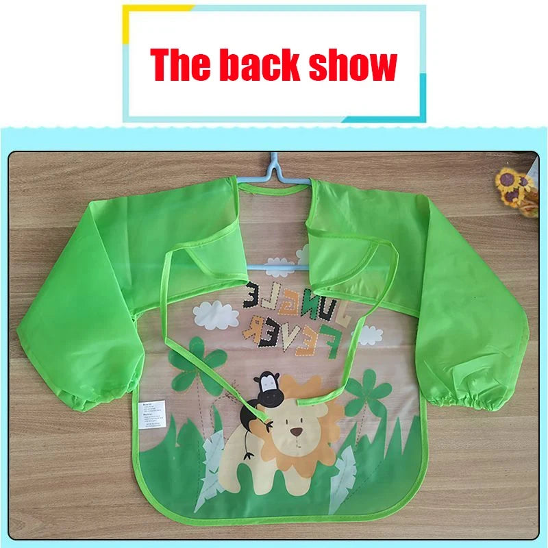 Load image into Gallery viewer, Waterproof Eating Smock Infant Toddler Baby Cartoon Long Sleeve Art Apron Feeding Bib for Boys Girls Soft Baby Bibs Burp Clothes
