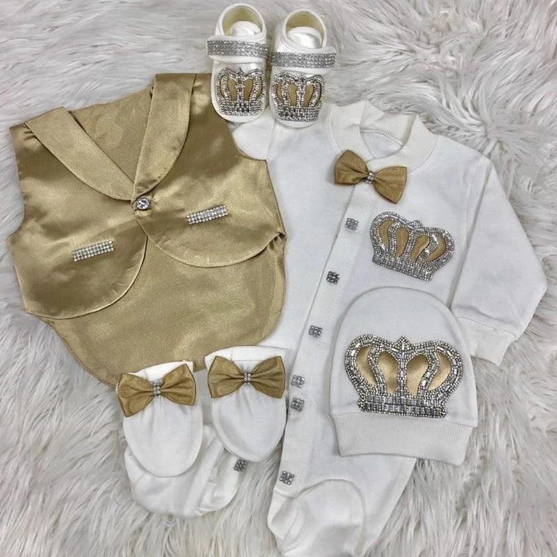 Load image into Gallery viewer, Velvet Newborn Baby Boy Outfits Blazer Vest Kids Clothing Cotton Infant Products Body Suit Shirt Pants Mittens Receiving Blanket
