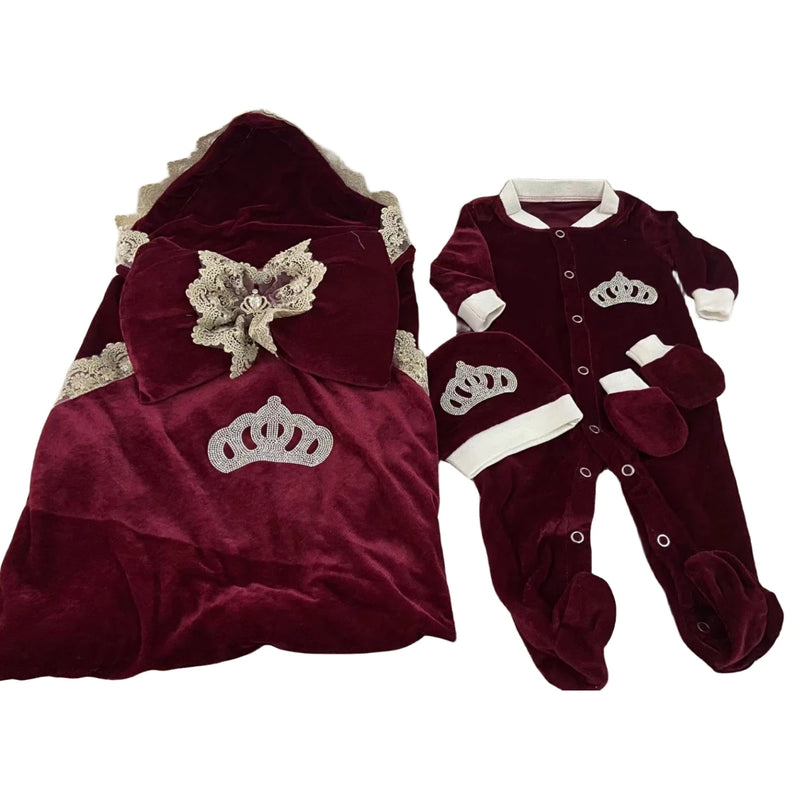 Load image into Gallery viewer, Velvet Newborn Baby Boy Outfits Blazer Vest Kids Clothing Cotton Infant Products Body Suit Shirt Pants Mittens Receiving Blanket
