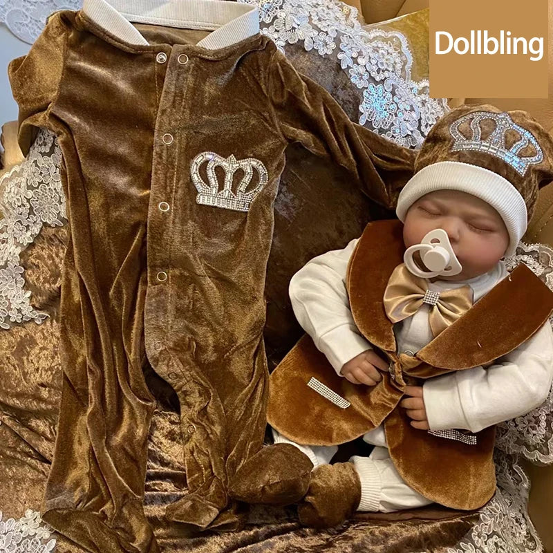 Load image into Gallery viewer, Velvet Newborn Baby Boy Outfits Blazer Vest Kids Clothing Cotton Infant Products Body Suit Shirt Pants Mittens Receiving Blanket
