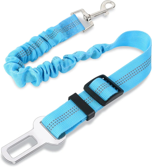 1Pack Seat Belt for Dogs with Elastic Bungee Buffer, Adjustable Safety Dog Car Harness, 360 Degree Swivel Attach Won'T Twist, Dog Seat Belts for Large Dogs, Medium, & Small (Blue)