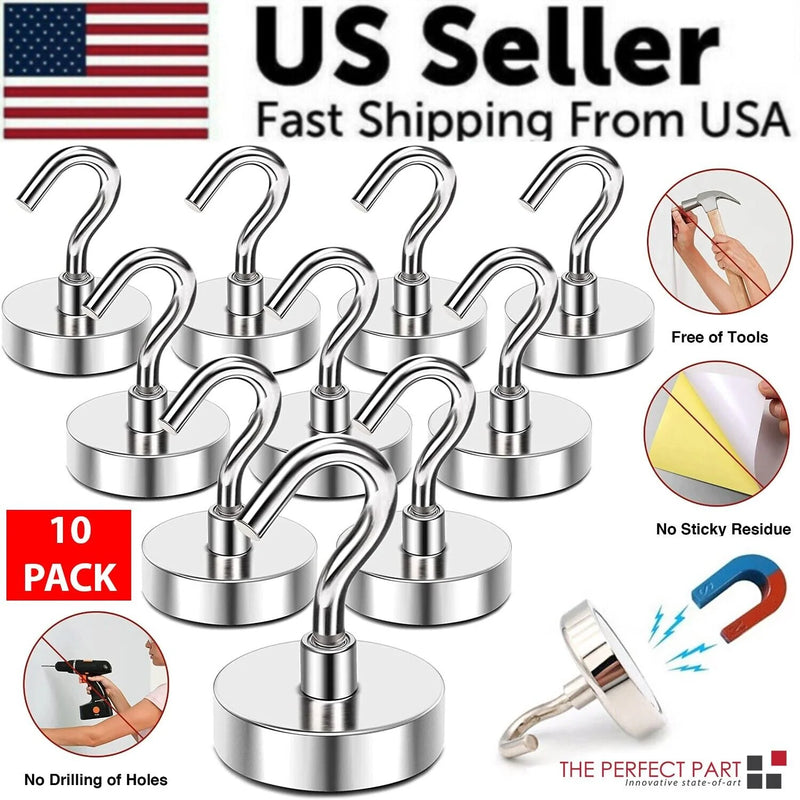 Load image into Gallery viewer, 10 Pack Dia Strong Magnetic Hook Hanger N52 Neodymium Clamping Magnet Hooks USA
