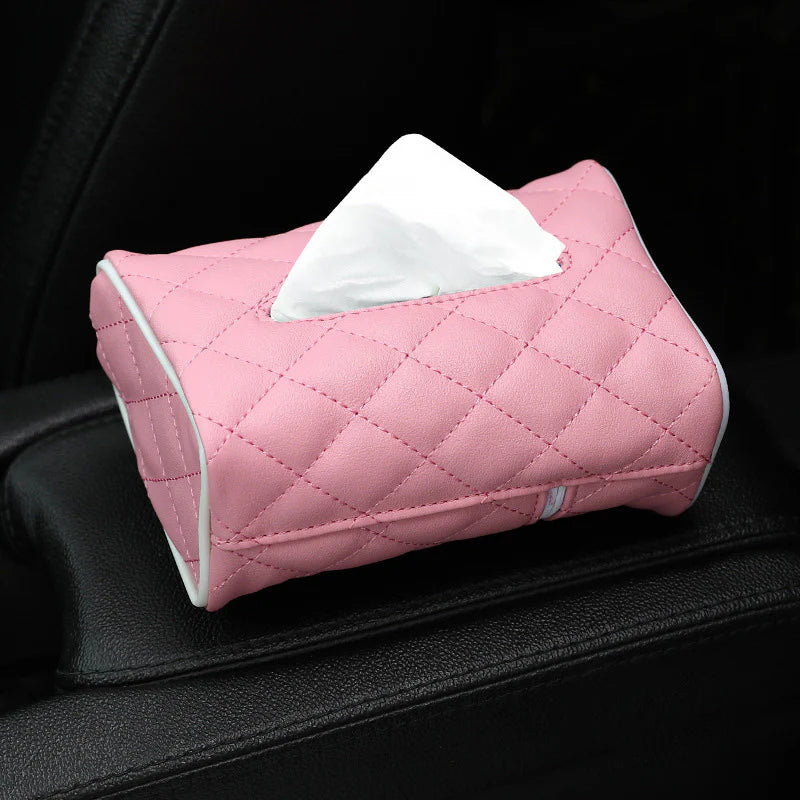 Load image into Gallery viewer, SHABELLA Plaid Pattern Microfiber Leather Car Hanging Tissue Holder
