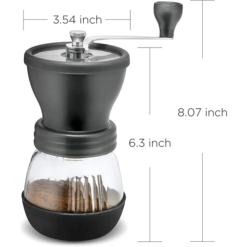 Load image into Gallery viewer, Manual Coffee Bean Grinder - Supreme Ceramic Mill, Stainless Steel Handle, Adjustable Grinding, and Detachable Glass Container with Airtight Cover
