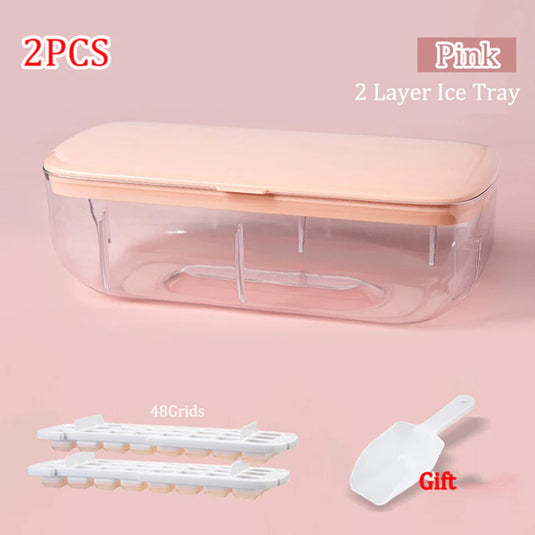 Press Type New Silicone Square Ice Mold Ice Cube Trays Lid Mold Storage Box Creative Tool Ice Cube Maker Cool Drinks Kitchen Bar