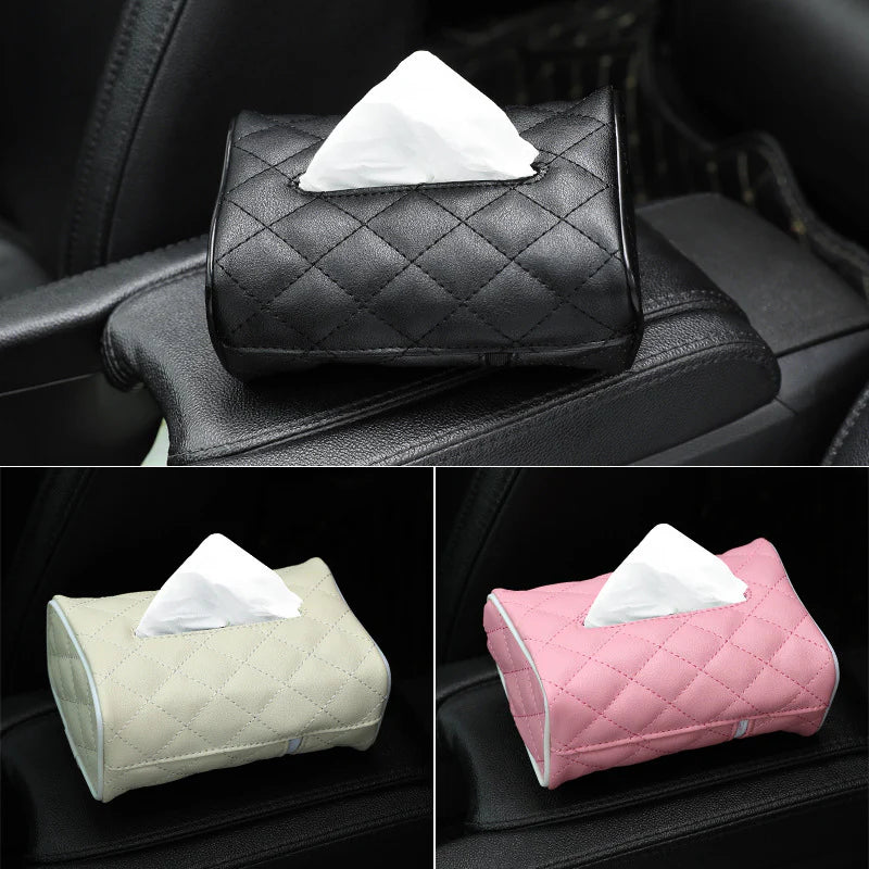 Load image into Gallery viewer, SHABELLA Plaid Pattern Microfiber Leather Car Hanging Tissue Holder
