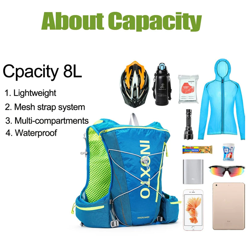 Load image into Gallery viewer, 8L Running Hydration Vest Backpack Men Women Outdoor Sport Bags Trail Marathon Jogging Hiking Backpack Option Water Bag Flask
