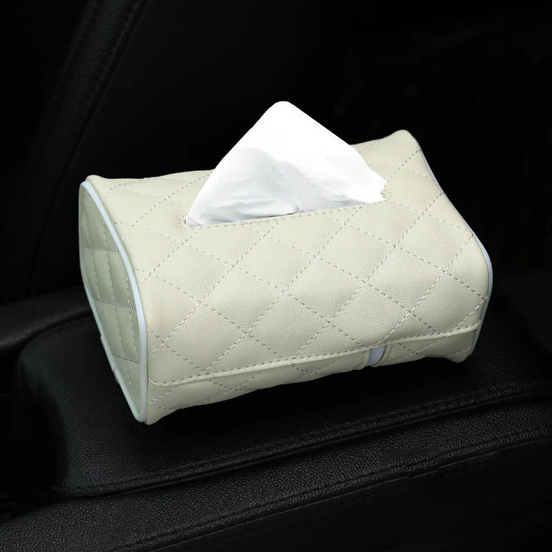 Load image into Gallery viewer, SHABELLA Plaid Pattern Microfiber Leather Car Hanging Tissue Holder
