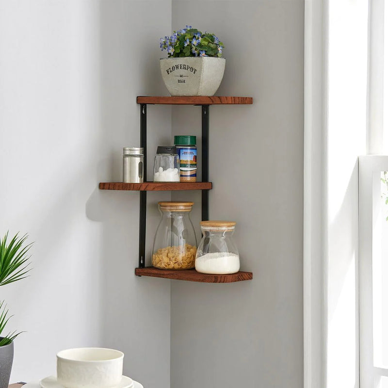 Load image into Gallery viewer, Floating Corner Shelf - Wood Wall Mounted Display Storage for Home Decor
