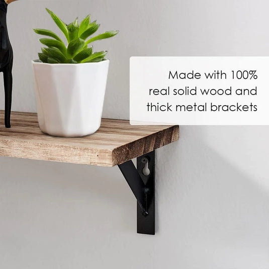 Floating Corner Shelf - Wood Wall Mounted Display Storage for Home Decor