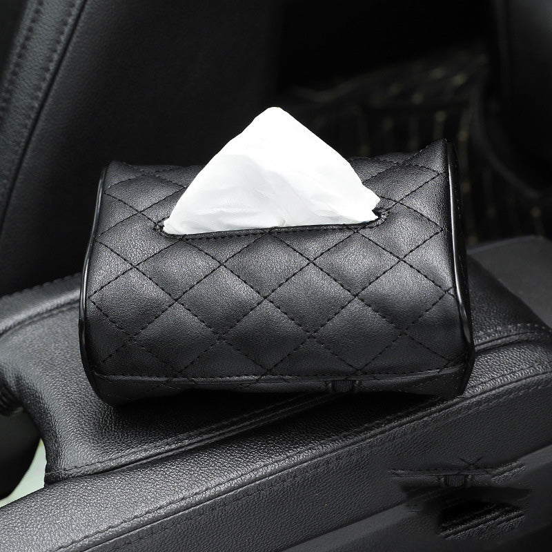 Load image into Gallery viewer, SHABELLA Plaid Pattern Microfiber Leather Car Hanging Tissue Holder
