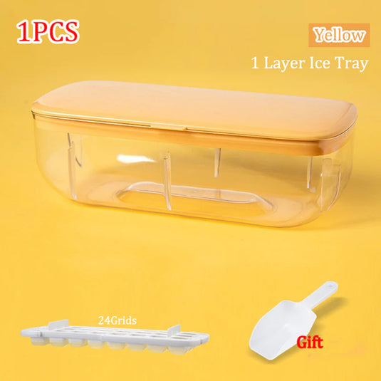 Press Type New Silicone Square Ice Mold Ice Cube Trays Lid Mold Storage Box Creative Tool Ice Cube Maker Cool Drinks Kitchen Bar